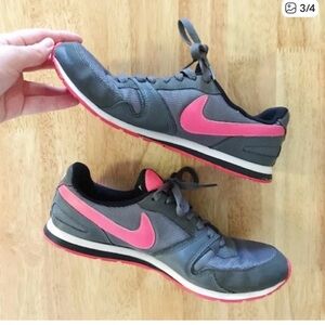 Nike Gray Running Shoes with Pink Swoosh